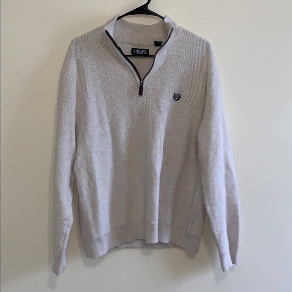 Chaps Quarter zip sweater. White. Size large